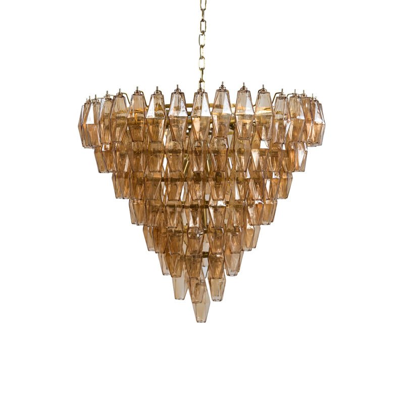 Aurora Chandelier Pink Faceted Glass Layered Vintage - Letslighting