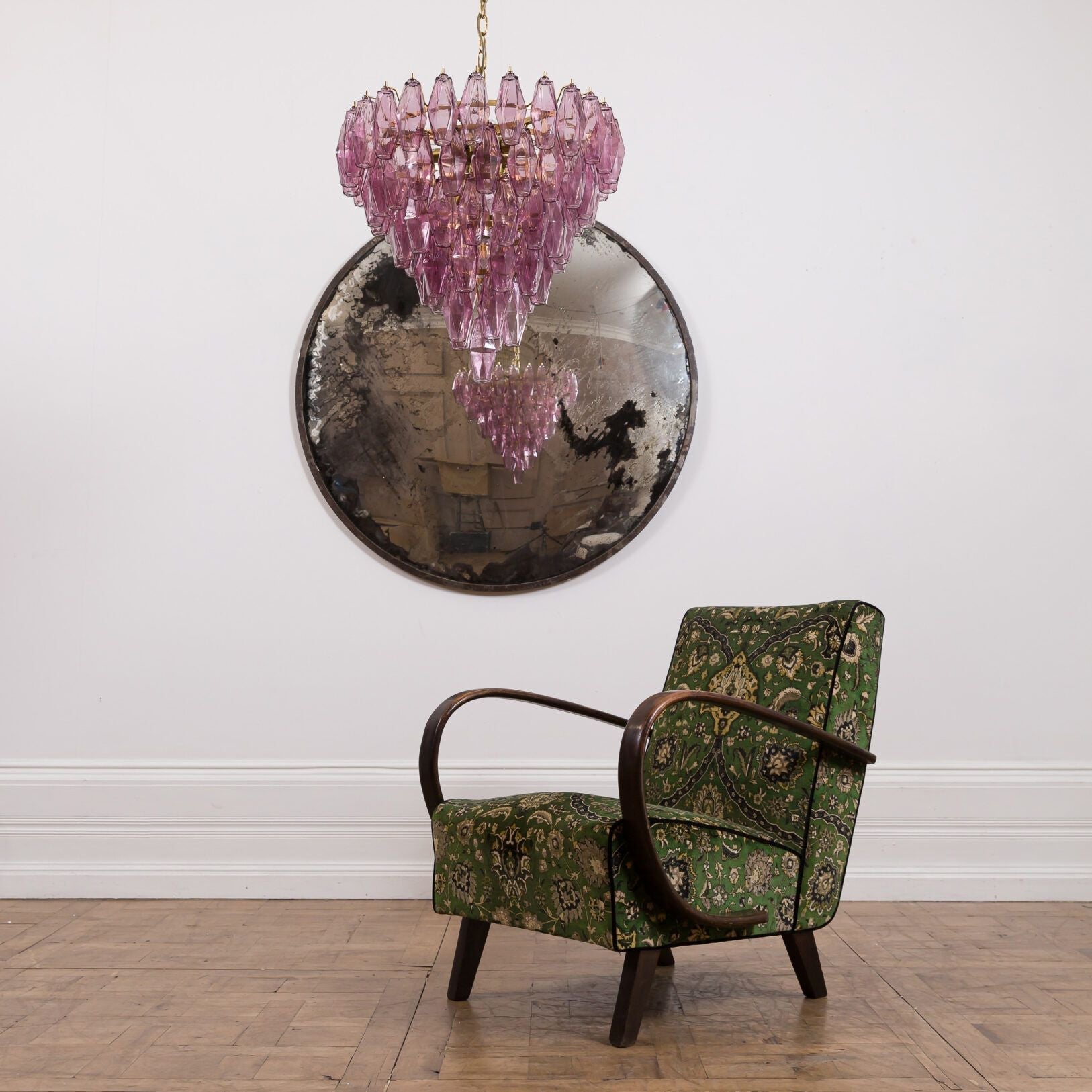 Aurora Chandelier Pink Faceted Glass Layered Vintage - Letslighting