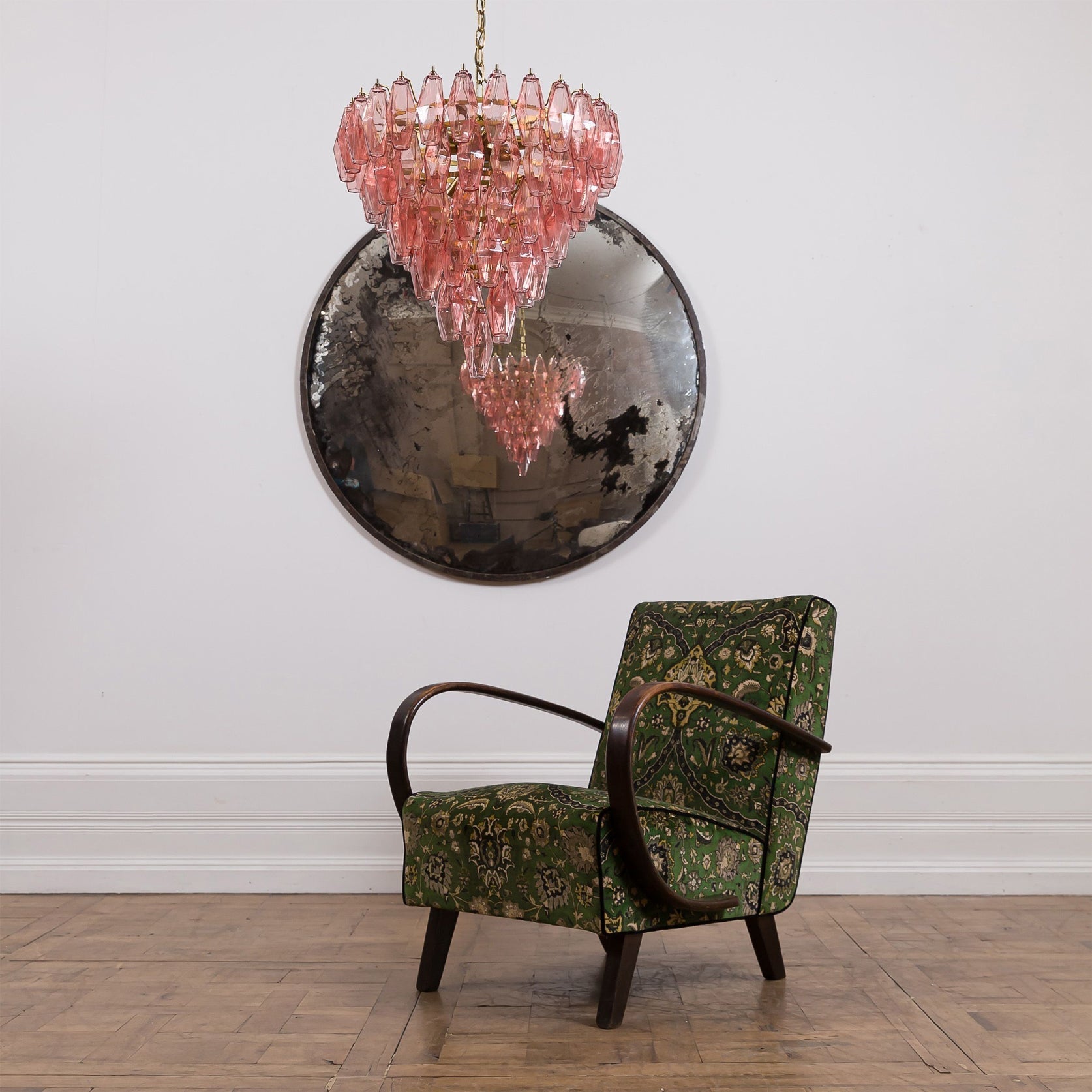 Aurora Chandelier Pink Faceted Glass Layered Vintage - Letslighting