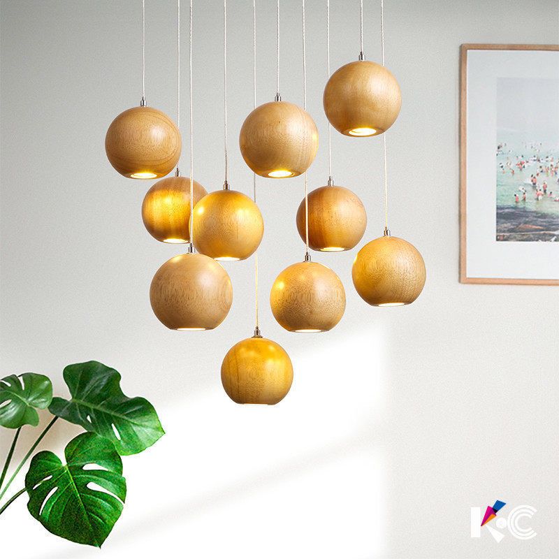Muto Ball Cluster LED Suspension Bois Salon Chambre à coucher - Neutralighting