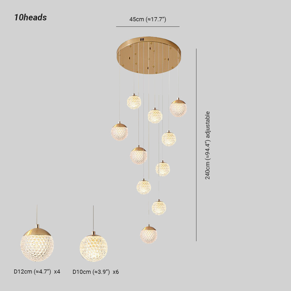 Arisha Luminaires Suspensions Multi/Bulle Moderne Métal/Acrylique Doré Chambre à Coucher - Neutralighting