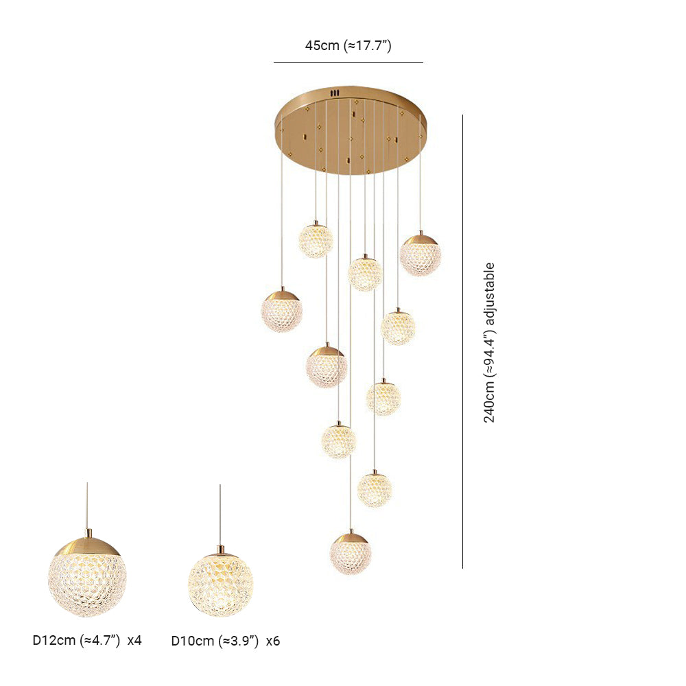 Arisha Luminaires Suspensions Multi/Bulle Moderne Métal/Acrylique Doré Chambre à Coucher - Neutralighting