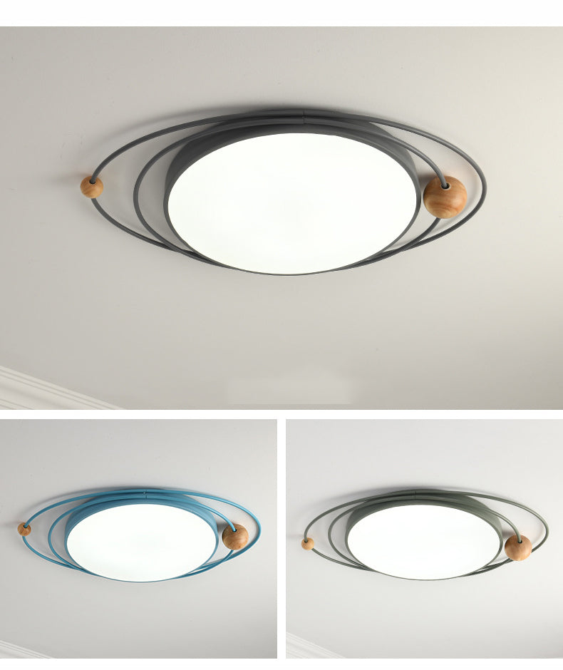 Arisha Plafonnier Rond Moderne, Metal/Bois, Blanc/Noir/Gris/Vert/Bleu, Salon - Neutralighting