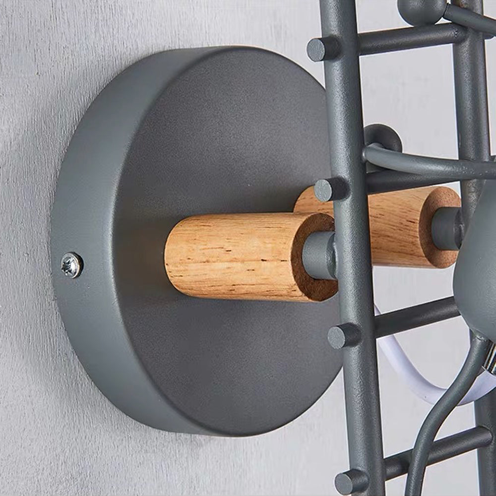 Luxo Applique Murale Rétro LED Métal/Bois de Caoutchouc Couloir 3 Couleur - Neutralighting