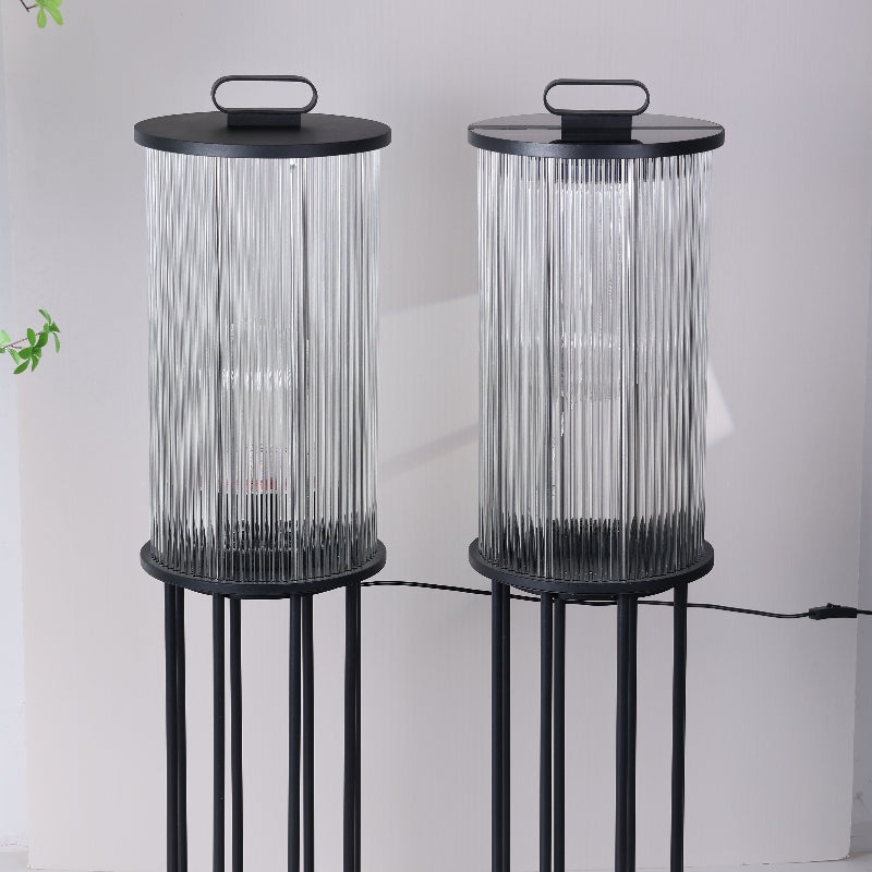 Ray Lampadaire Cylindre Simple, Métal/Verre, Gris, Jardin - Neutralighting