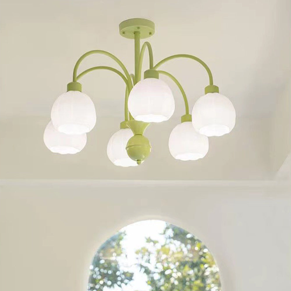 Arisha Suspension Multi Morandi, Métal/Verre, Blanc/Jaune, Couloir/Salon - Neutralighting