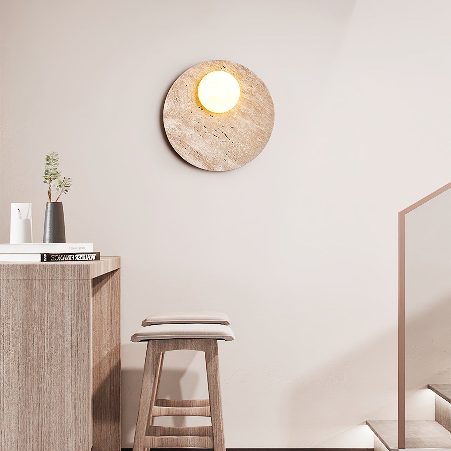 Vizoriel Applique Murale Élégante en Travertin - Neutralighting