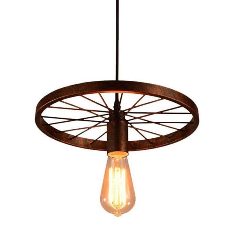 Silva Suspension Ronde Rétro, Métal, Noir/Rouille, Chambre à Coucher/Salon - Neutralighting
