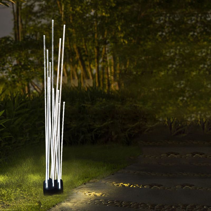 Ray Lampe Extérieur au sol Linéaire Simple, Métal, Blanc, Cour