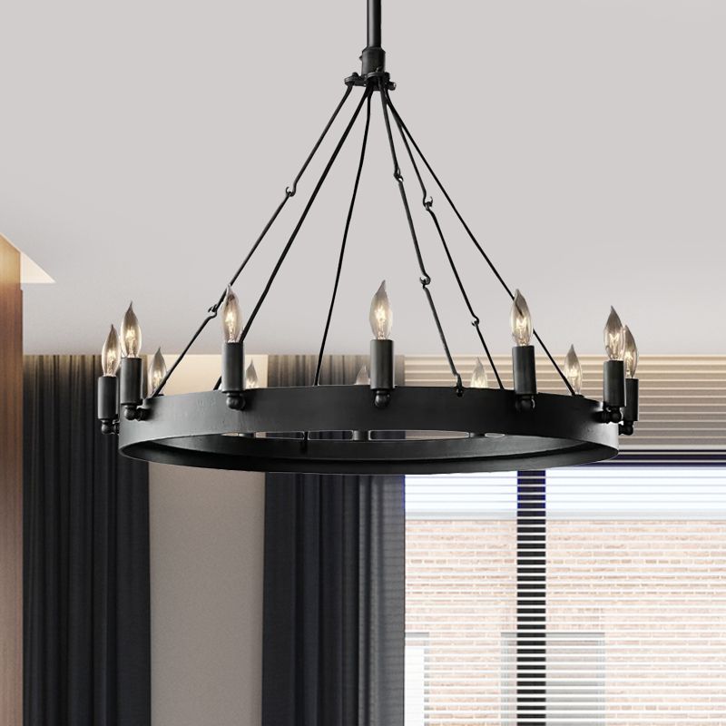 Silva Ronde Industrielle LED Suspension Noir Métal Chambre à coucher - Neutralighting