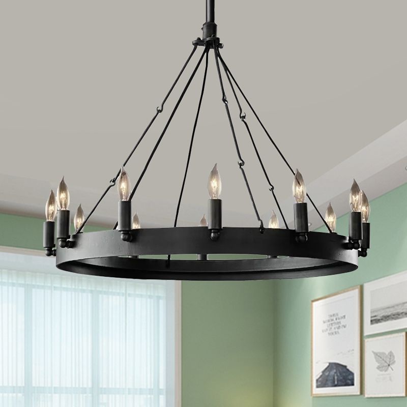 Silva Ronde Industrielle LED Suspension Noir Métal Chambre à coucher - Neutralighting