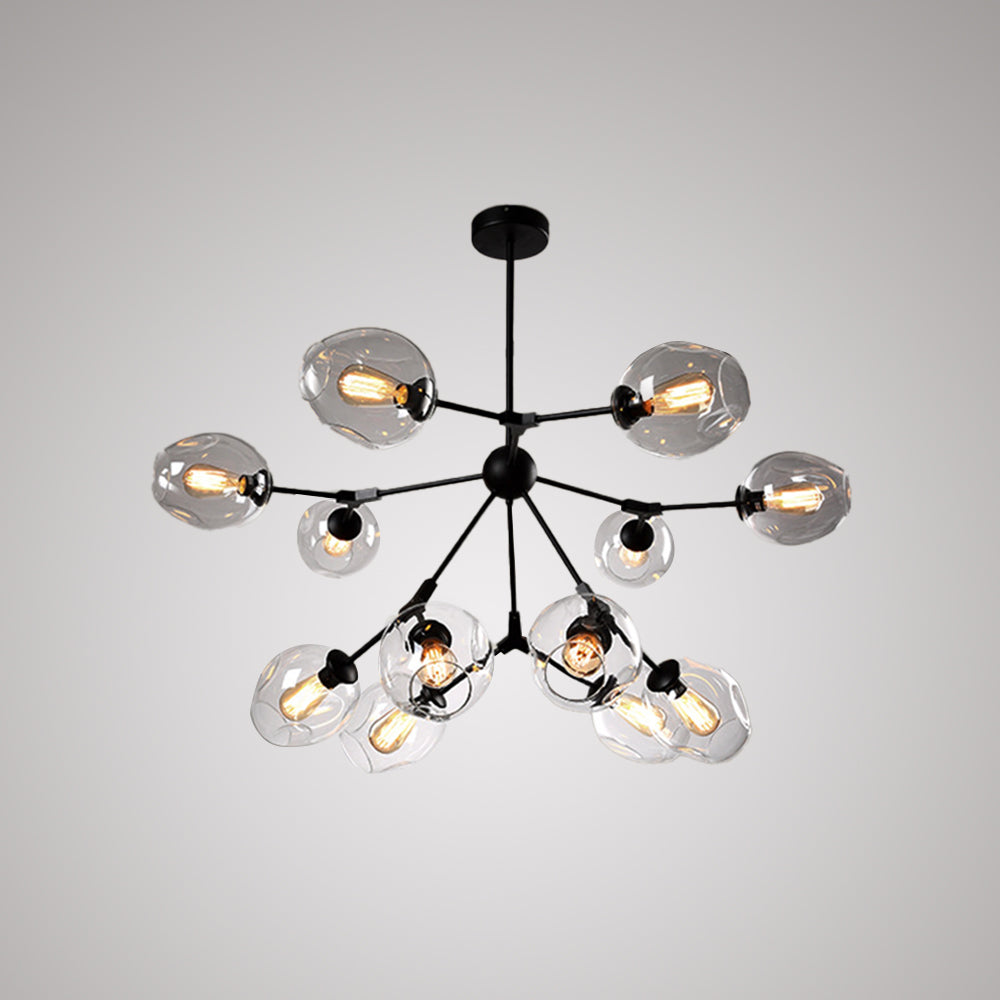 Valentina Suspension Multi Retro, Metal/Verre, Noir/Or, Chambre - Neutralighting