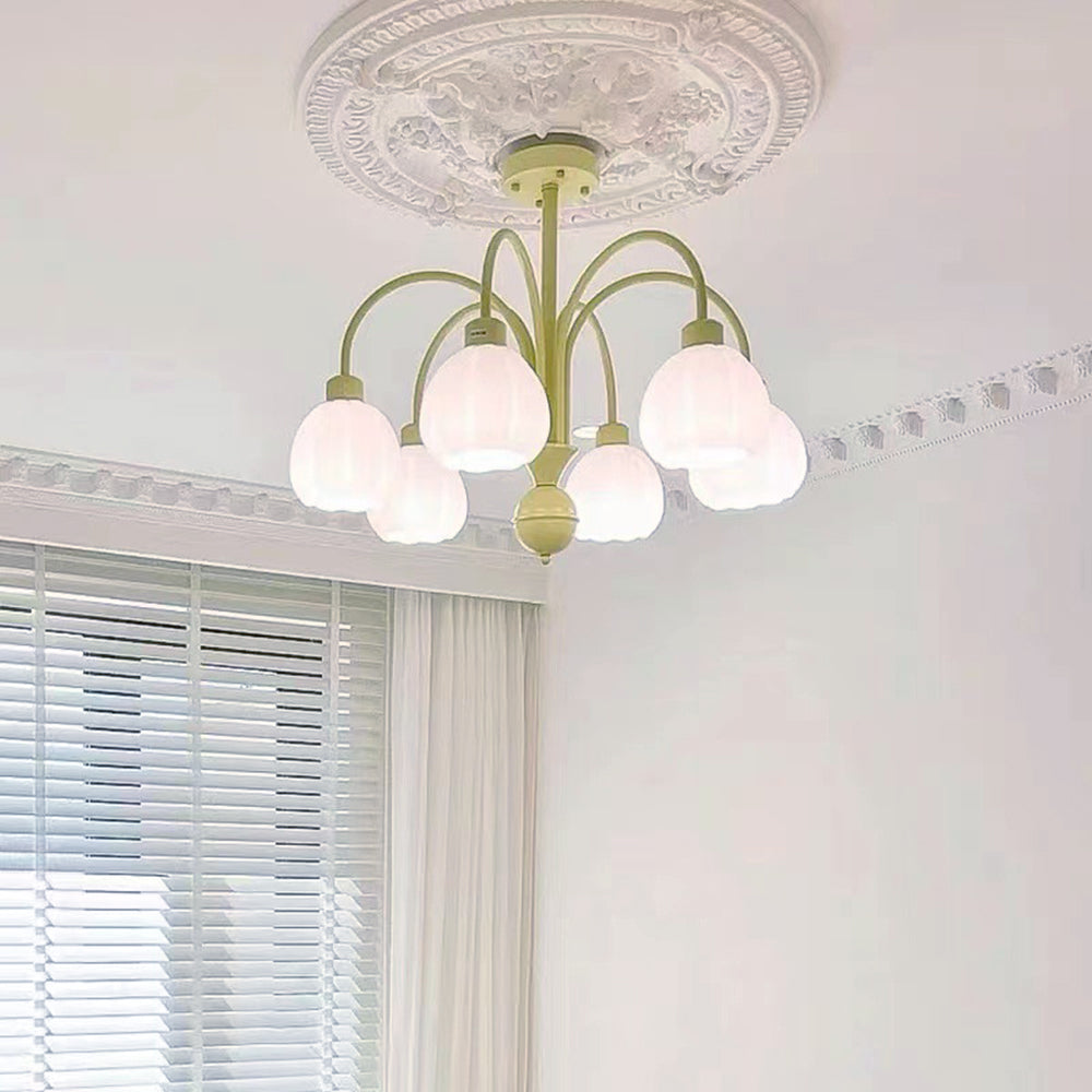 Arisha Suspension Multi Morandi, Métal/Verre, Blanc/Jaune, Couloir/Salon - Neutralighting