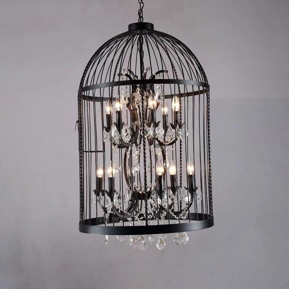 Arisha Industrielle LED Suspension Noir Métal Cristal Salon Salle à manger - Neutralighting