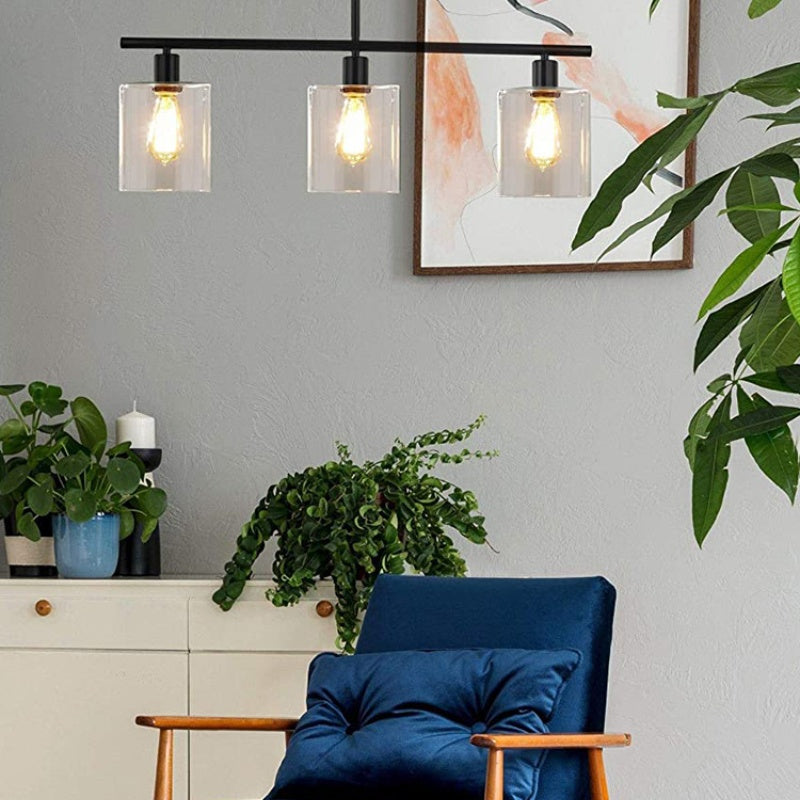Arisha Minimaliste Industriel LED Lustre Noir Métal Cuisine Salon