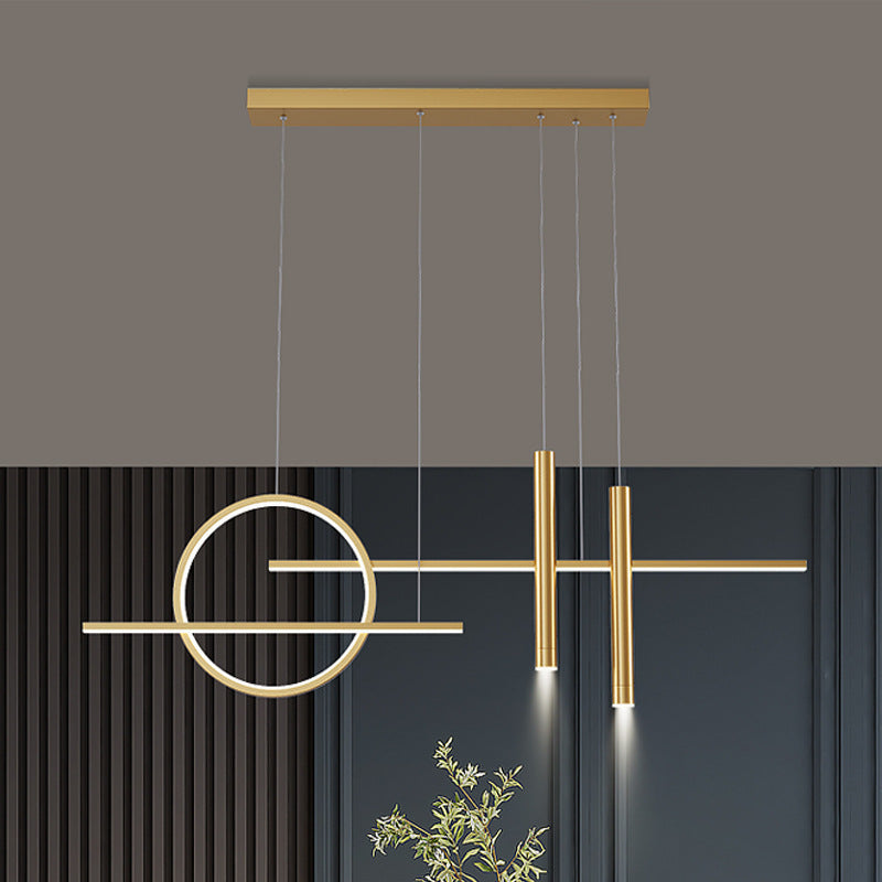 Arisha Suspension Linéaire Moderne, Métal/Acrylique, Noir/Or, Bar/Restaurant - Neutralighting