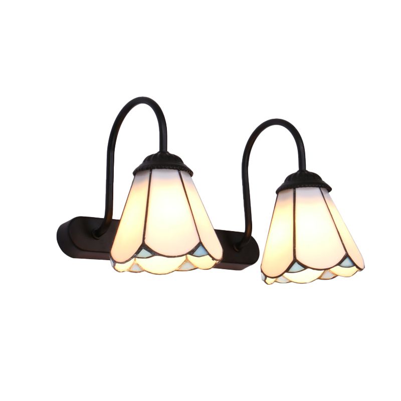 Tiffany Applique Murale Fleur Vintage, Métal, Noir/Bleu/Blanc, Salle de Bain - Neutralighting