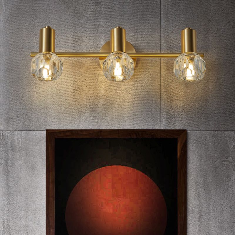 Kristy Applique Murale Miroir Globe Simple, Métal/Cristal, Doré, Salle de Bain - Neutralighting
