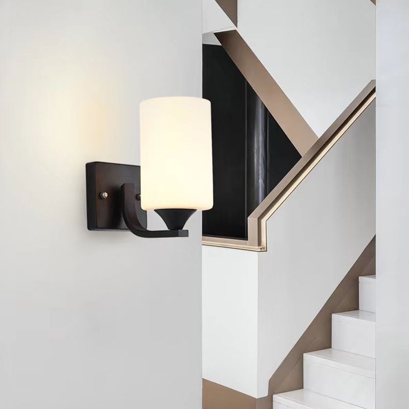 Tiffany Applique Murale Miroir Cylindrique Moderne, Verre/Métal, Noir/Chromé, Salon - Neutralighting