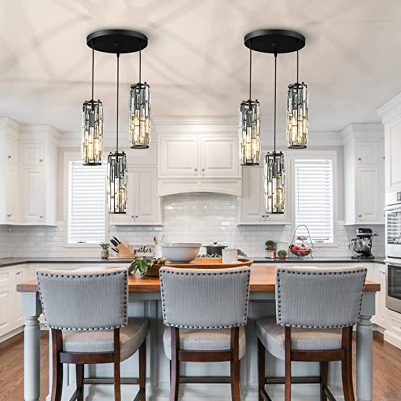 Kristy Suspension Cylindre/Multi Cristal, Métal/Cristal, Doré/Noir, Salon - Neutralighting