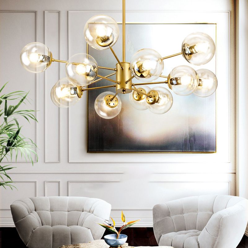 Valentina Suspension Multi Retro, Metal/Verre, Noir/Or, Salon - Neutralighting