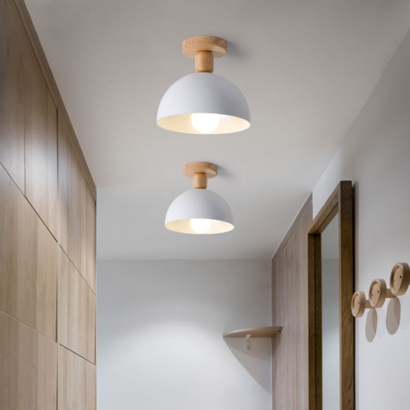 Muto Dôme Moderne LED Plafonnier Blanc/Gris Bois/Métal Salle d'étude - Neutralighting