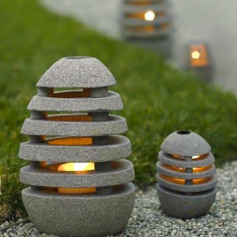 Ray Lampe Extérieure au Sol Pierre Moderne, Métal/Résine, Gris, Jardin
