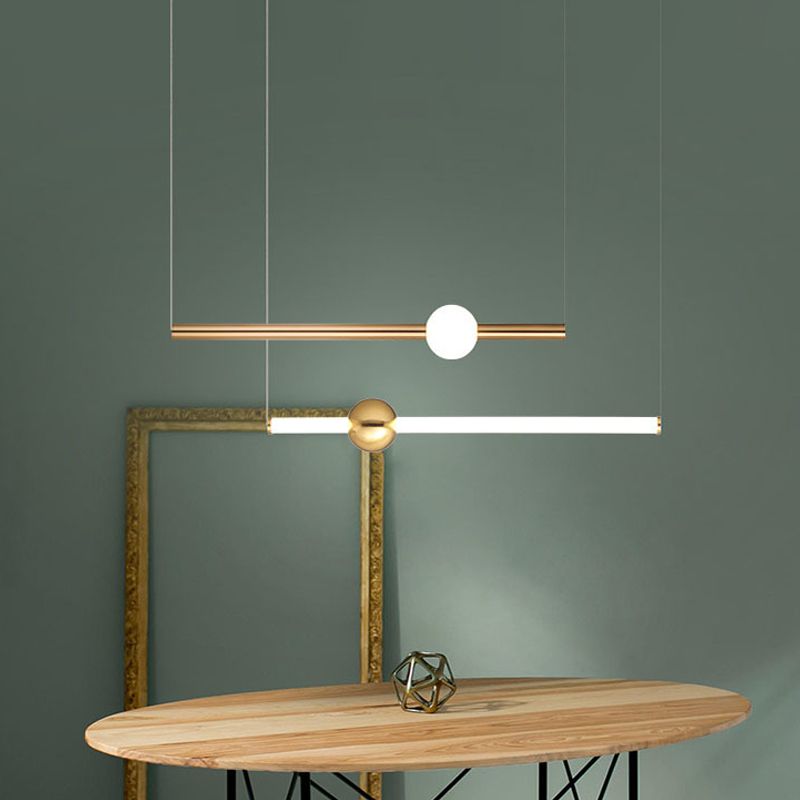 Ray Moderne LED Suspension Or Blanc Métal Verre Salon Salle à manger - Neutralighting