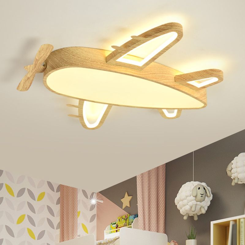 Aria Design LED Plafonnier Avion Moderne Bois/Acrylique Bois/Beige Salon - Neutralighting