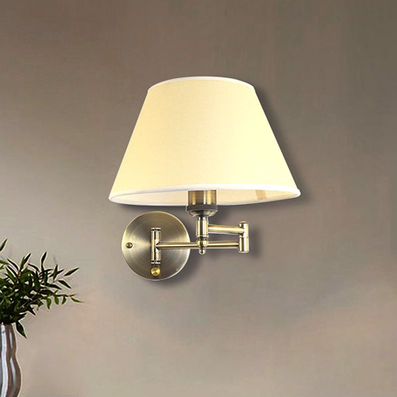 Arisha Applique Murale Réglable Vintage, Tissu, Blanc/Beige, Chambre - Neutralighting