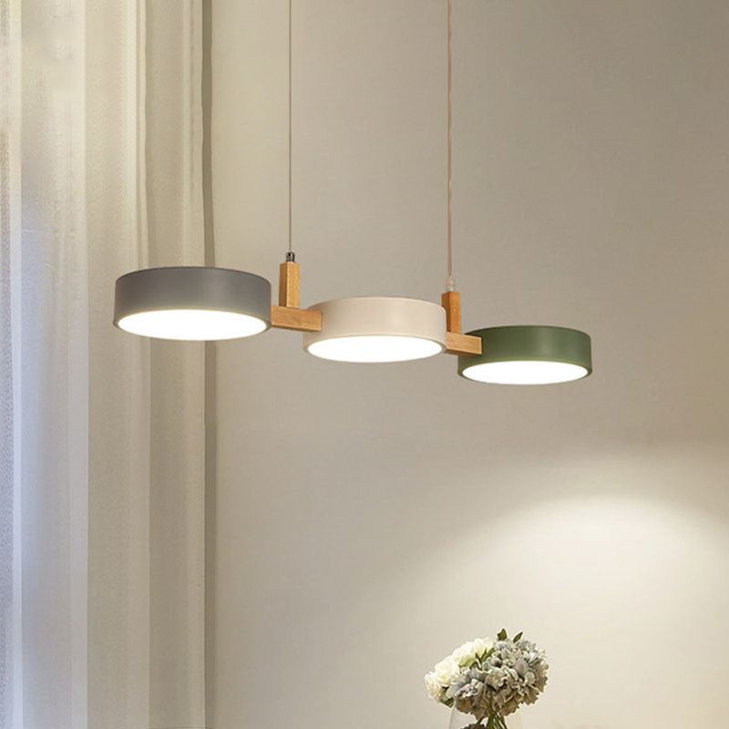 Valentina Suspension Anneau Moderne, Bois/Métal, Blanc/Gris/Vert, Salon - Neutralighting