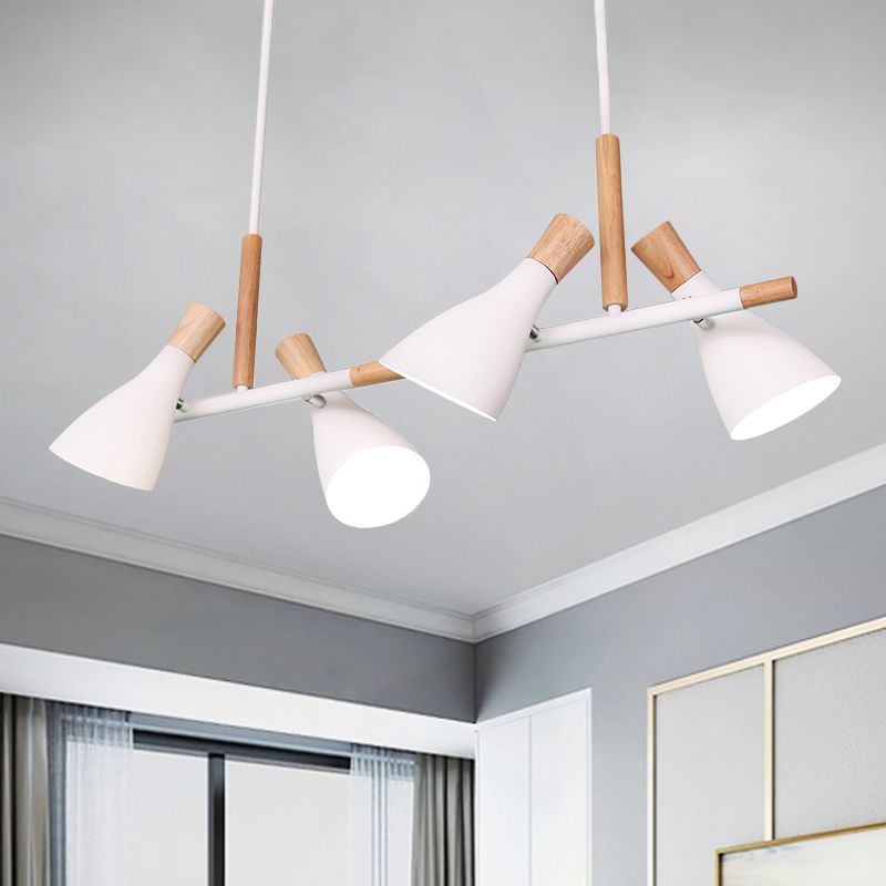 Valentina Luminaires Suspensions 4 Lampes Nordique Bois/Métal Blanc/Vert/Gris Cuisine/Salon - Neutralighting