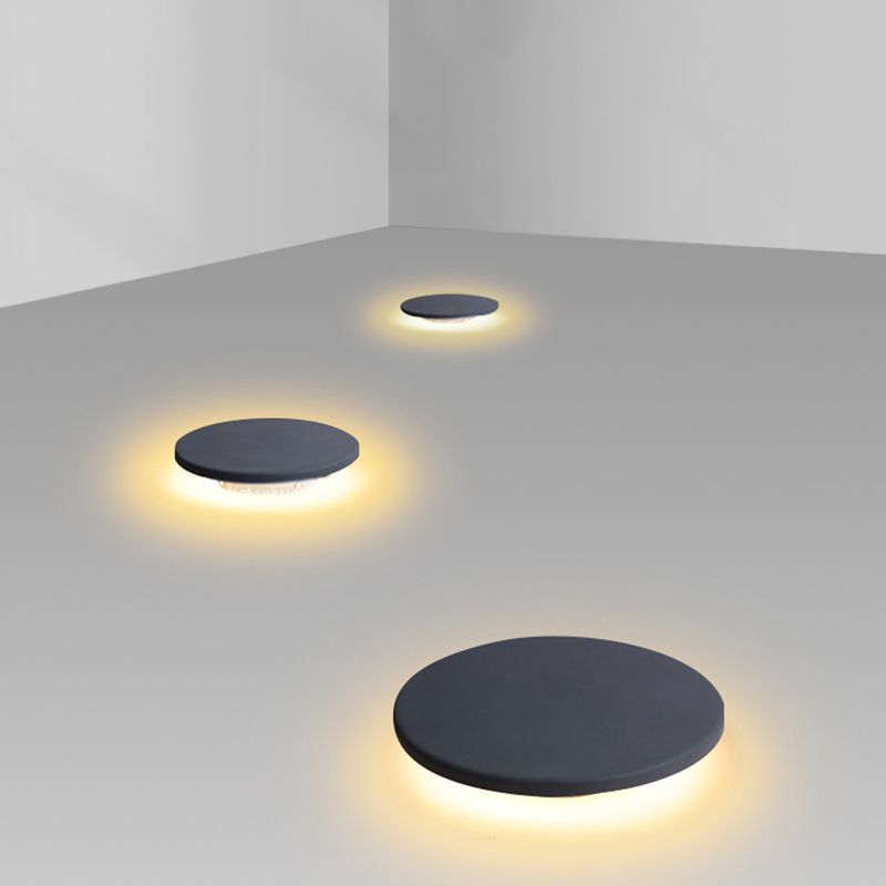 Ray Lampe Extérieure au Sol Rond Simple, Métal, Noir, Cour