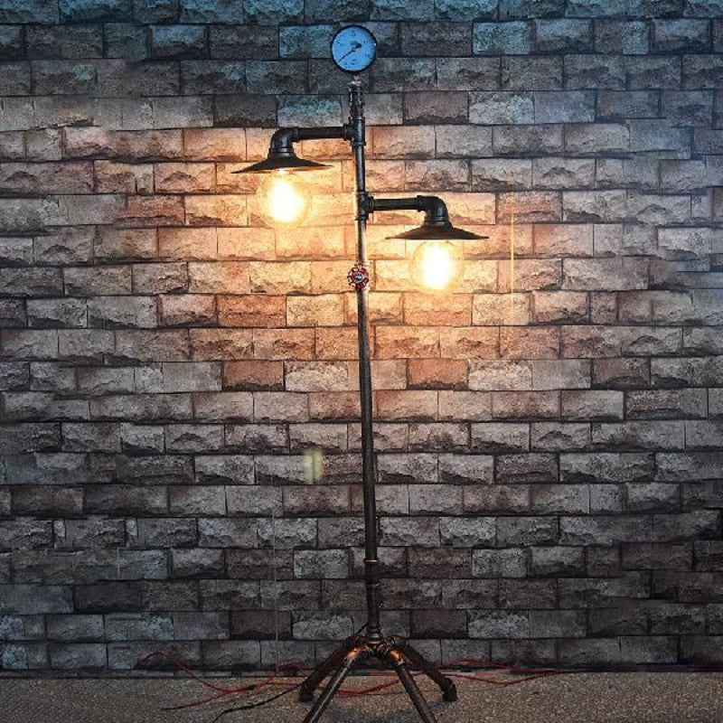 Silva Lampadaire Pipe Antique, Métal, Bronze, Salon