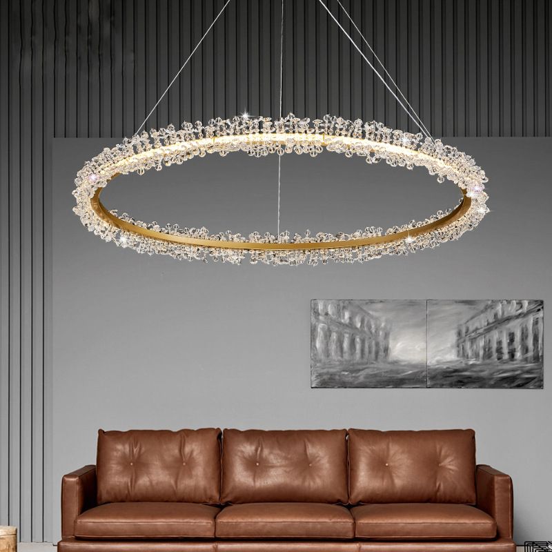Kristy Lustre Cercle Luxueux, Metal/Cristal, Or, Salon - Neutralighting