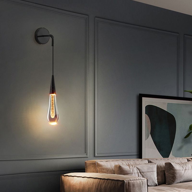 Kristy Design LED Applique Murale Goutte d’Eau Moderne Cristal Noir/Or Chambre à Coucher - Neutralighting