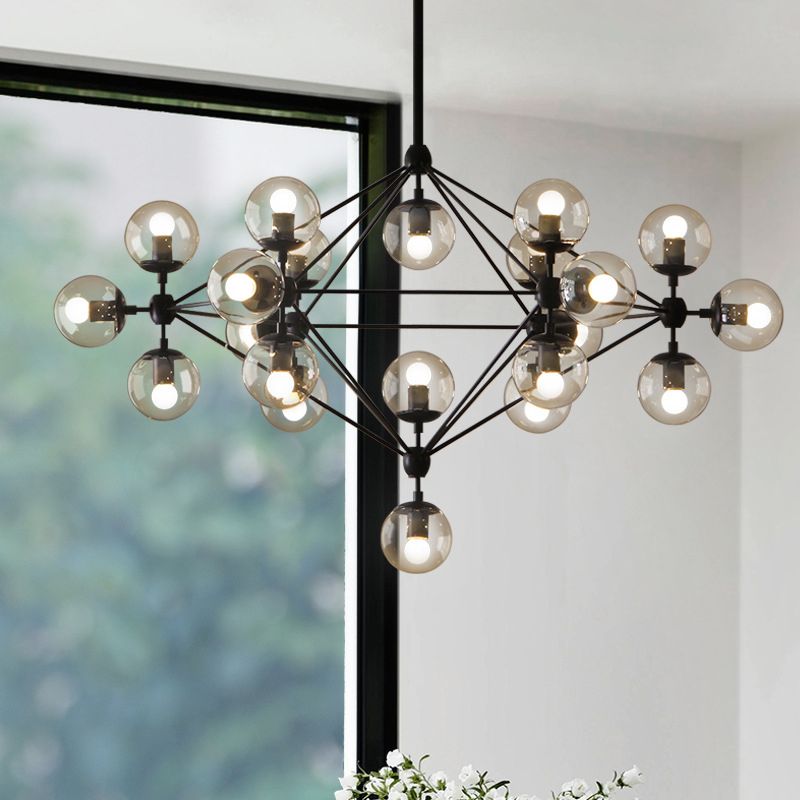 Valentina Lustre Industriel, Metal/Verre, Noir, Chambre - Neutralighting