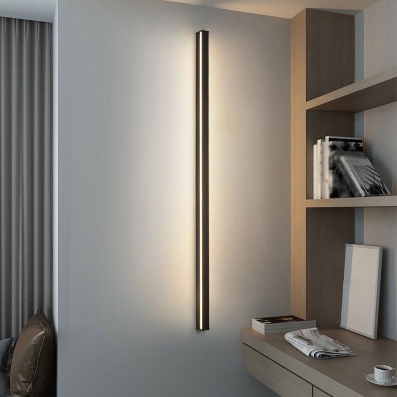 Ray Applique Murale Linéaire Miroir Minimaliste, Métal/Acrylique, Noir, Salon - Neutralighting