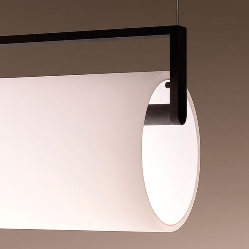 Ray Suspension Cylindre Minimaliste, Métal/Acrylique, Blanc/Noir, Salon - Neutralighting