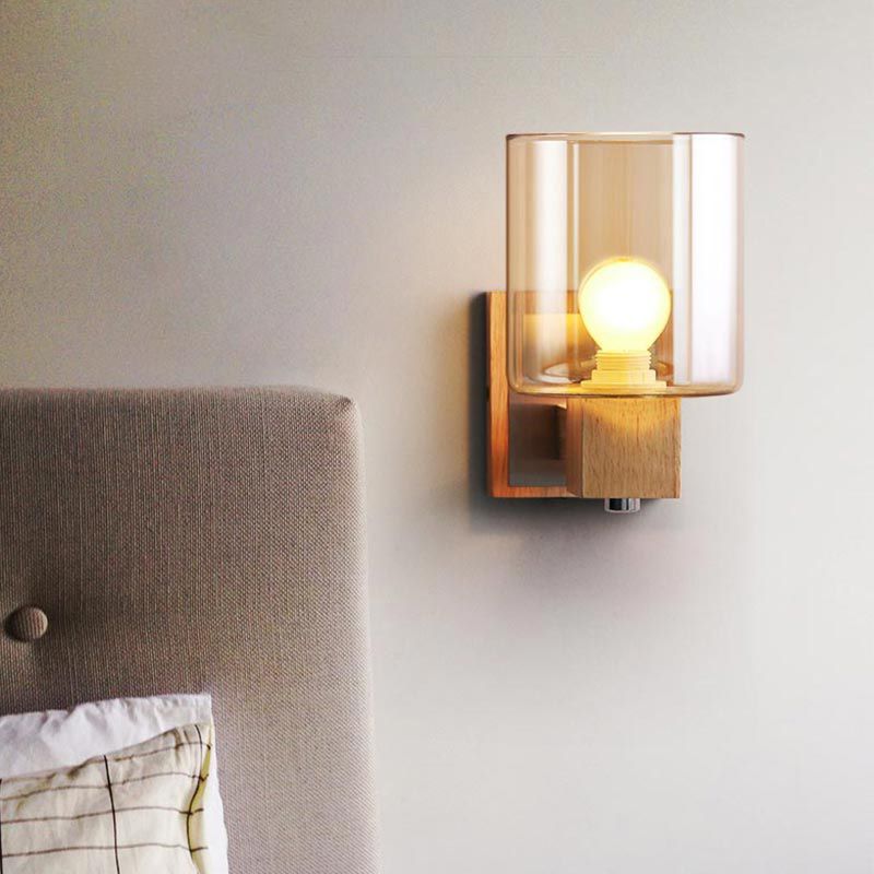 Tiffany Petie LED Applique Murale Bois Verre Chambre à Coucher Salon - Neutralighting