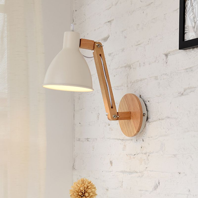 Epoch Applique Murale Orientable Vintage, Métal/Bois, Blanc/Noir