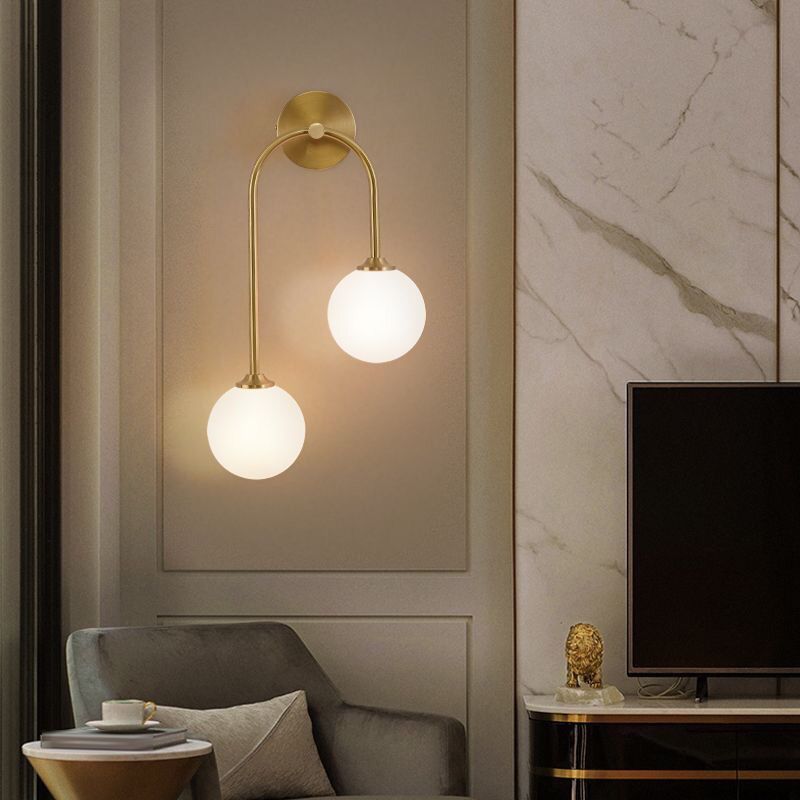 Valentina Applique Murale Globe Moderne, Métal/Verre, Laiton, Salon - Neutralighting