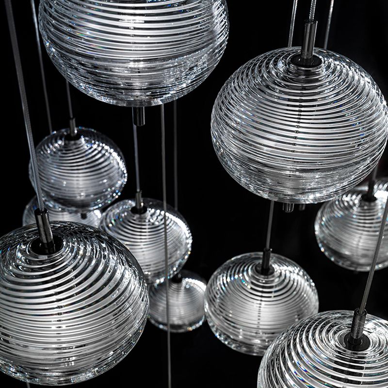 Valentina Suspension Globe Moderne, Verre/Métal, Noir/Or, Chambre - Neutralighting