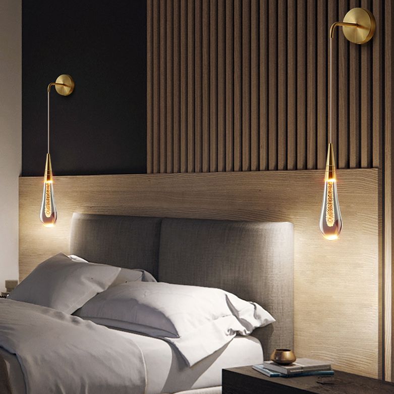 Kristy Design LED Applique Murale Goutte d’Eau Moderne Cristal Noir/Or Chambre à Coucher - Neutralighting