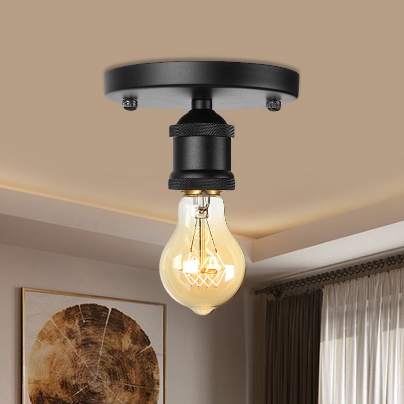 Silva Plafonnier Ampoule Vintage, Métal, Noir/Laiton/Rouille/Chromé, Salon - Neutralighting