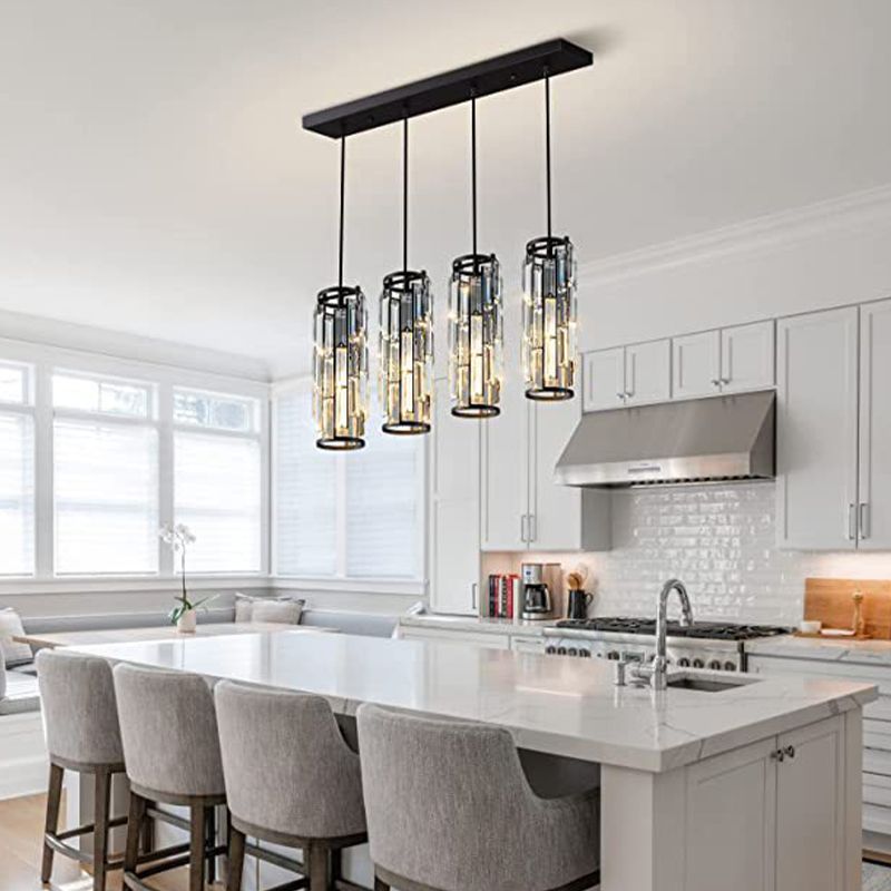 Kristy Suspension Cylindre/Multi Cristal, Métal/Cristal, Doré/Noir, Salon - Neutralighting