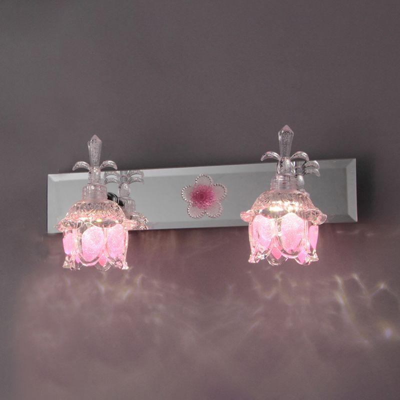 Ray Applique Murale Fleur Moderne, Métal/Verre, Rose, Chambre - Neutralighting