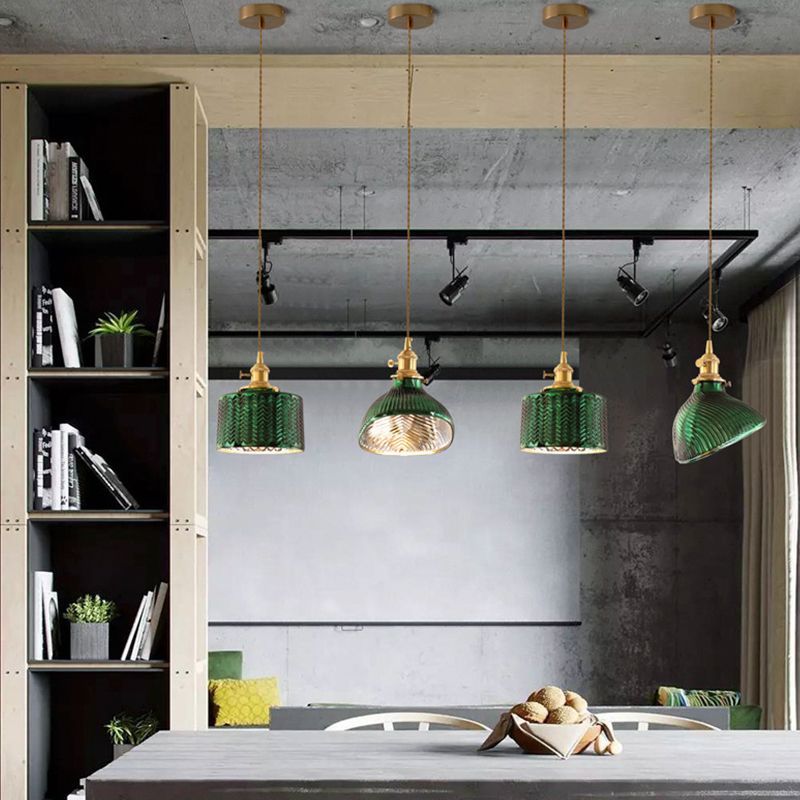 Valentina Suspension Cylindre/Géométrie Vintage, Métal/Verre, Vert, Salle à Manger - Neutralighting