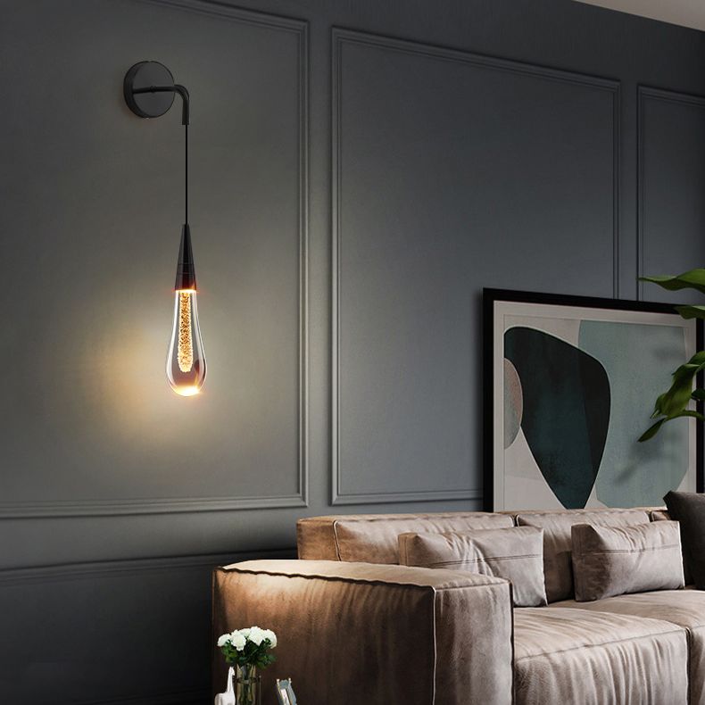 Kristy Design LED Applique Murale Goutte d’Eau Moderne Cristal Noir/Or Chambre à Coucher - Neutralighting
