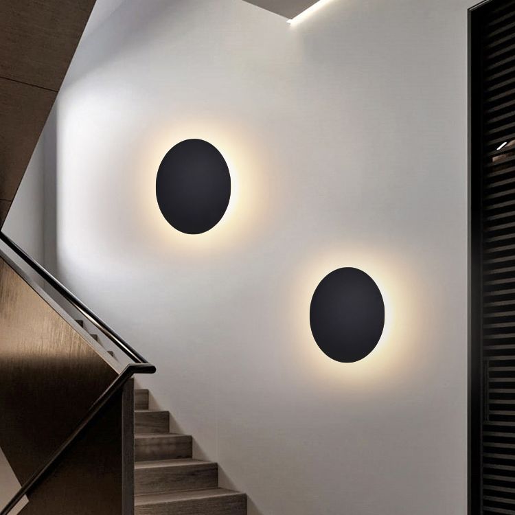 Kyris Applique Murale Ronde Minimaliste Noir/Or/Blanc. Salon - Neutralighting